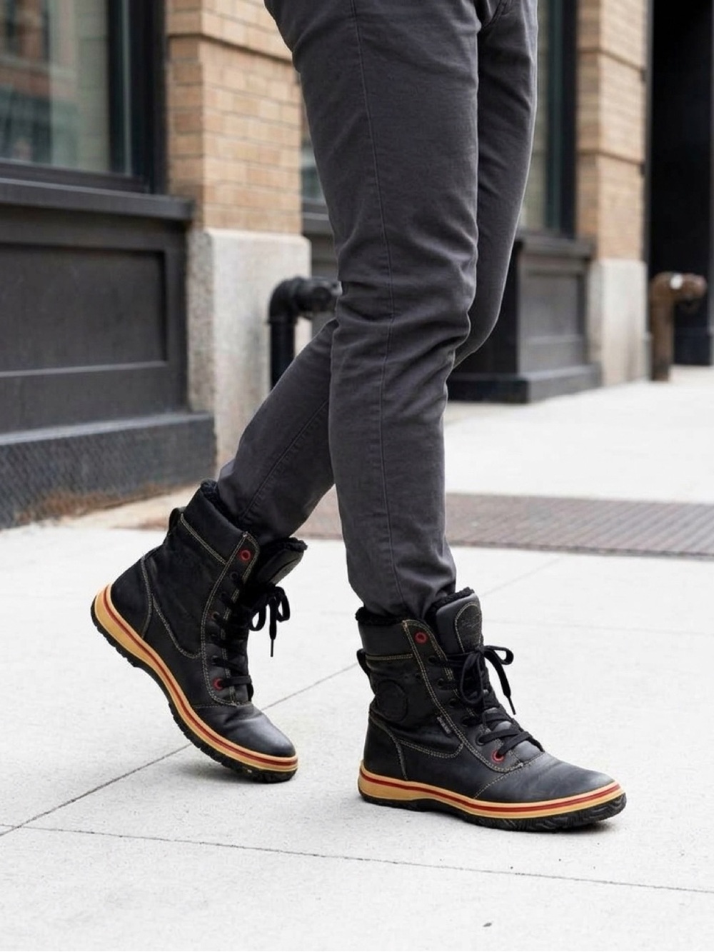 Pajar Canada Men’s Black Sherpa-Lined Winter Boots Lace-Up Size 8-8.5